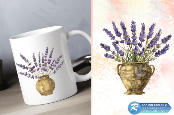 Download Lavender Golden Vase Watercolor Clipart - Clip Collection