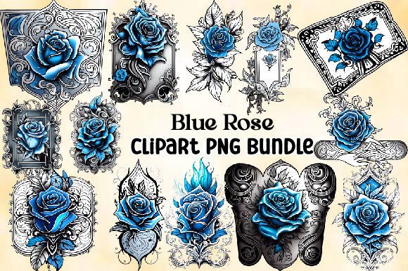 Download Vintage Blue Rose Clipart PNG Bundle - Clip Collection