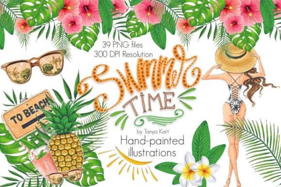 Download Summer Time Hand-Painted Clipart - Clip Collection