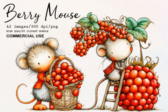 Download Cute Berry Mouse Watercolor PNG Clipart - Clip Collection