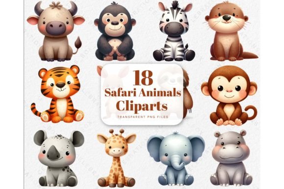 Download Watercolor Cute Safari Animals Clipart - Clip Collection