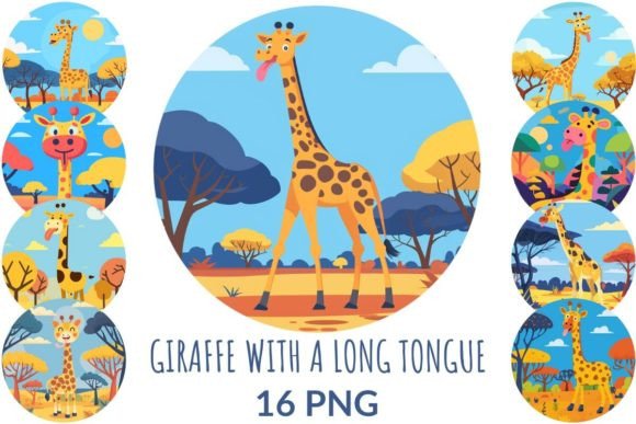 Download Funny Giraffe with a Long Tongue Clipart - Clip Collection