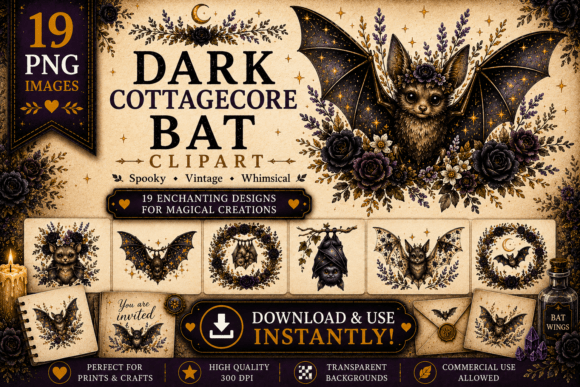 Download Dark Cottagecore Bat Clipart - Clip Collection