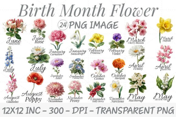 Download Birth Month Flower Watercolor Clipart - Clip Collection