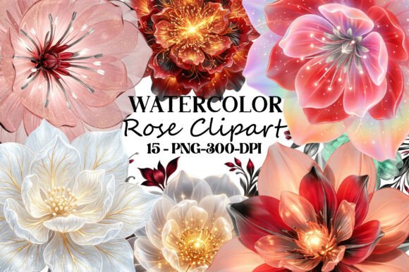 Download Watercolor Rose Clipart PNG Bundle - Clip Collection