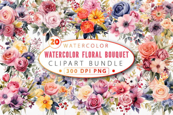 Download Watercolor Floral Bouquet Clipart Bundle - Clip Collection