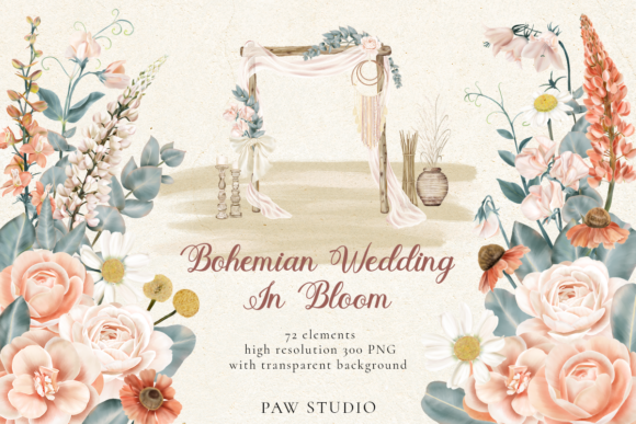 Download Bohemian Wedding Flowers Leaves Clipart - Clip Collection