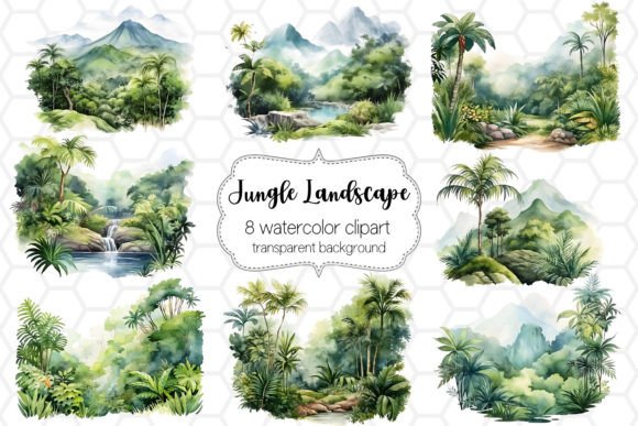 Download Watercolor Jungle Landscape Cliparts PNG - Clip Collection