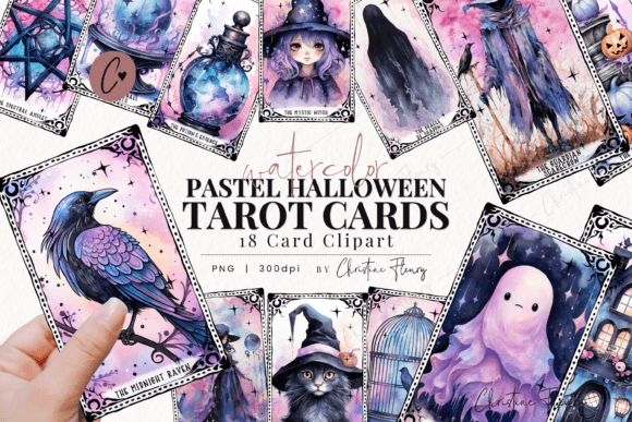 Download Pastel Halloween Tarot Cards Clipart - Card Collection