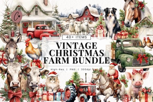 Download Vintage Christmas Farm Clipart - Clip Collection