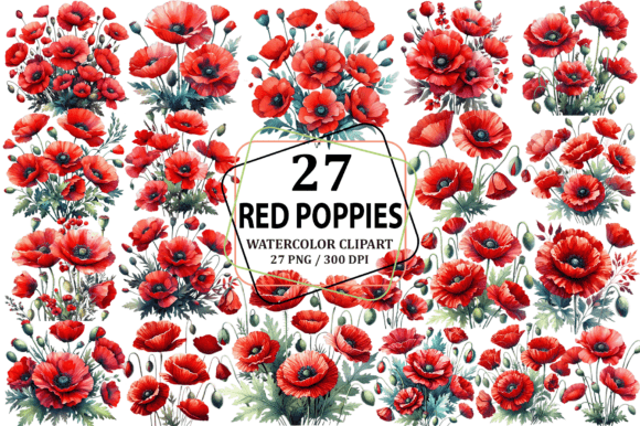 Download Watercolor Red Poppies Clipart Design - Clip Collection