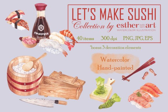 Download Sushi Watercolor Hand-painted Clipart - Clip Collection