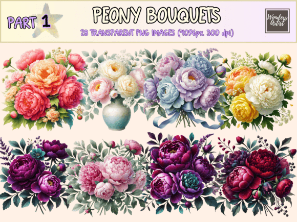 Download Peony Bouquets P1 Clipart - Clip Collection
