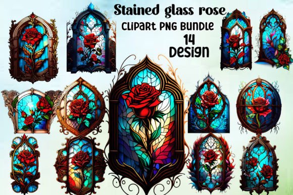Download Stained Glass Rose Clipart PNG Bundle - Clip Collection
