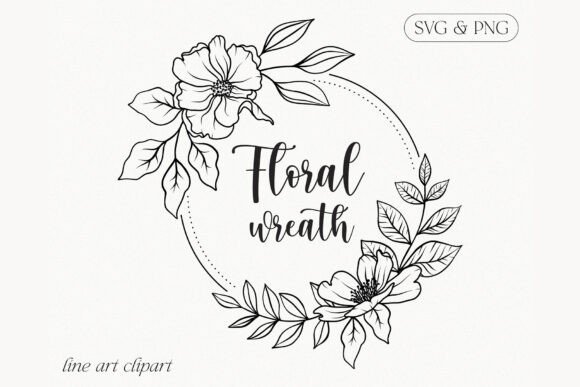 Download Floral Line Art Flower Wreath Clipart - Clip Collection