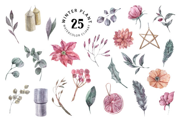 Download Christmas Watercolor Plants Clipart - Clip Collection