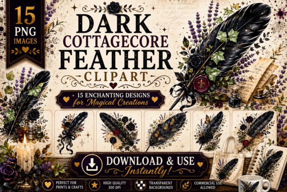 Download Dark Cottagecore Feather Clipart - Clip Collection