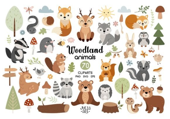 Download Woodland Animals Clipart, Forest SVG PNG - Clip Collection