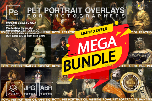 Download MEGA BUNDLE Royal Pet Portrait Templates - Pet portrait Collection