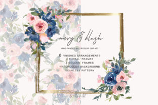 Download Navy and Blush Floral Bouquet Clipart - Clip Collection