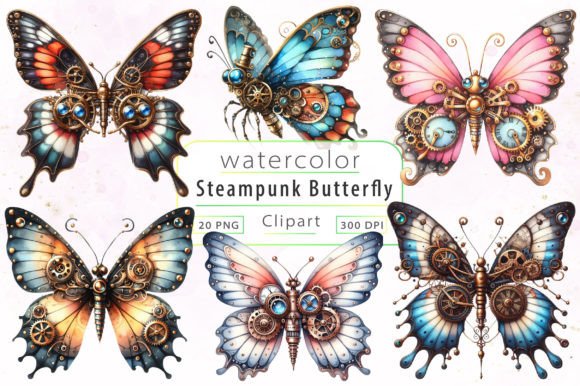 Download Watercolor Steampunk Butterfly Clipart - Clip Collection