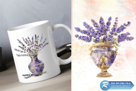 Download Lavender Golden Vase Watercolor Clipart - Clip Collection