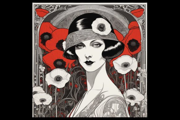 Download Art Deco Red Poppies Clipart - Clip Collection