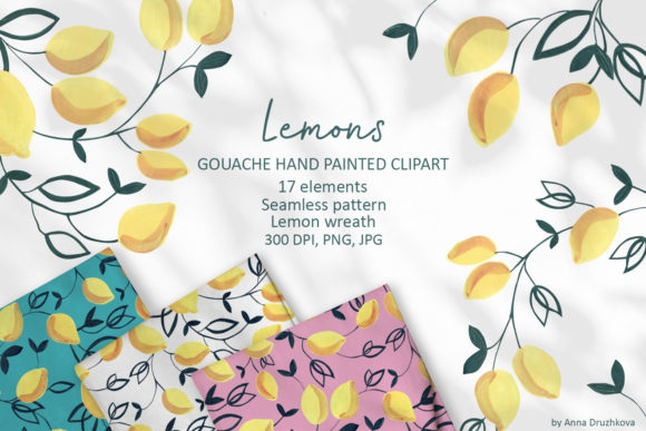 Download Lemons Gouache Hand Painted Clipart - Clip Collection