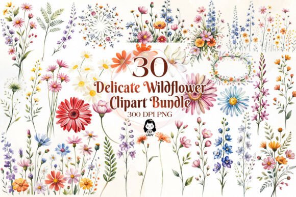 Download Delicate Wildflowers Watercolor Clipart - Clip Collection