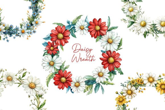Download Daisy Watercolor Wreath Clipart - Clip Collection
