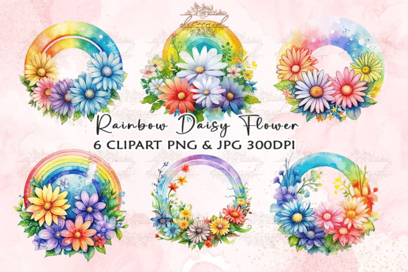 Download Rainbow Daisy Flower Watercolor Clipart - Clip Collection