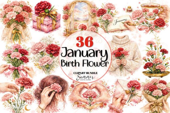 Download Watercolor January Birth Flower Clipart - Clip Collection