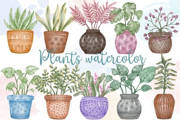 Download Watercolor Plants Pot (clip Art) - Clip Collection