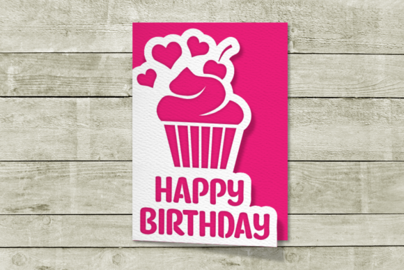 Download Papercut Birthday Card with Cupcake&nbsp;&nbsp; - Card Collection