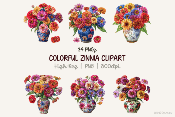 Download Colorful Zinnia Clipart 24 Png - Clip Collection