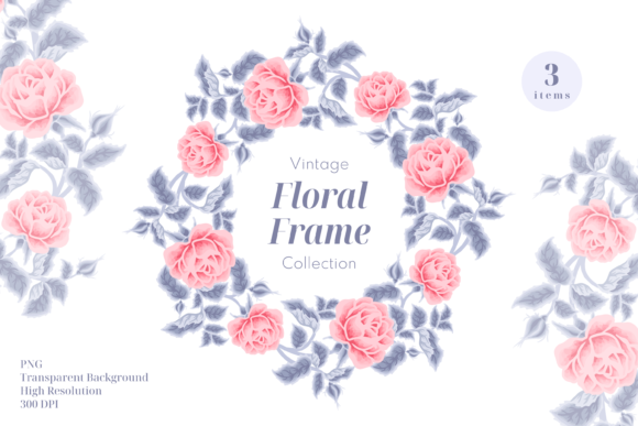 Download Aesthetic Rose Flower Frame Clipart Set - Clip Collection
