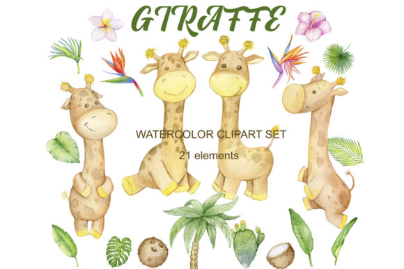 Download Watercolor. Giraffe Clipart, Cute Tropic - Clip Collection