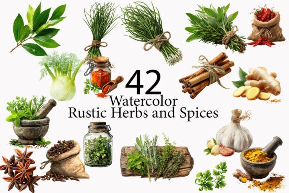Download Rustic Herbs and Spices Clipart  - Clip Collection