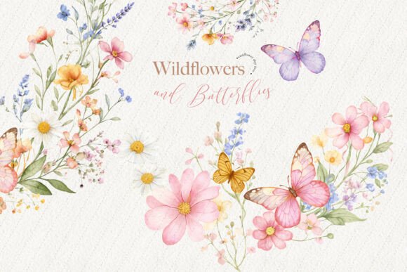 Download Wildflowers Butterflies Clipart - Clip Collection