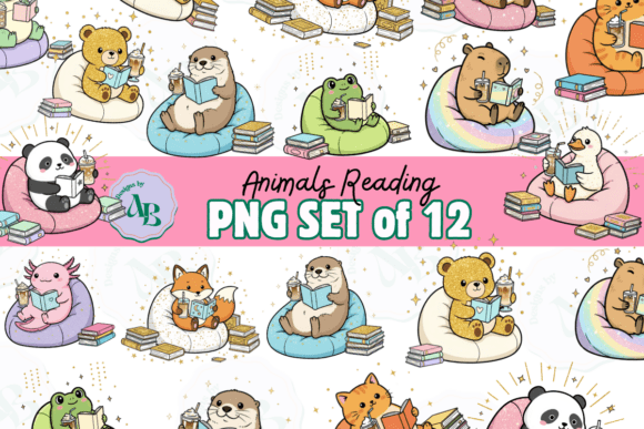 Download Bookish Animals Reading Clip Art Set - Clip Collection