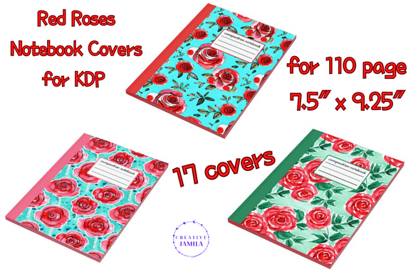 Download Red Roses Notebook Cover KDP Bundle - Kdp bundle Collection