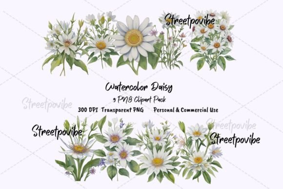 Download Daisy Flower Watercolor Clipart PNG Pack - Clip Collection
