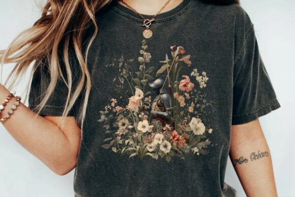 Download Vintage Medieval Knight in Botanical Garden Floral Illustration Clipart Png - Clip Collection
