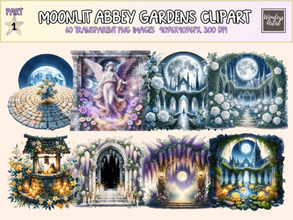 Download Moonlit Abbey Gardens Clipart - Clip Collection