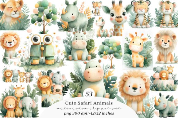 Download Cute Safari Animals Clipart - Clip Collection
