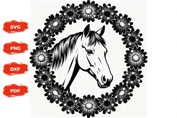 Download Horse Head Daisy Wreath SVG Clipart - Clip Collection
