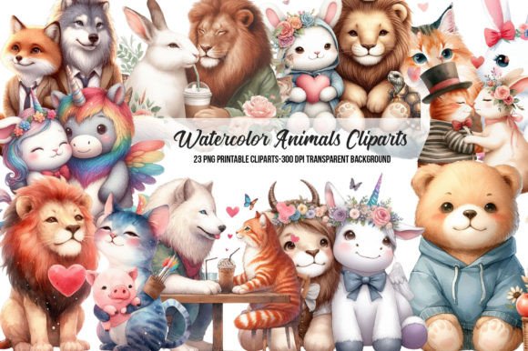 Download Watercolor Animals on Swings Clipart - Clip Collection
