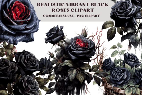 Download Watercolour Black Gothic Roses Clipart - Clip Collection