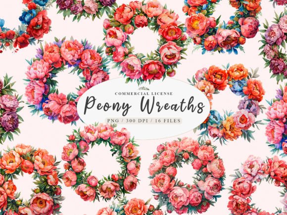 Download Peonies Frame Png, Peony Wreath Clipart - Clip Collection