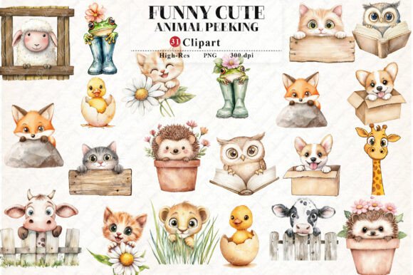 Download Funny Cute Animal Peeking Clipart - Clip Collection